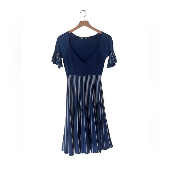 Jonathan Simkhai Pleated Metallic Stretch-knit Dress Royal Blue Size S - Picture 2 of 16